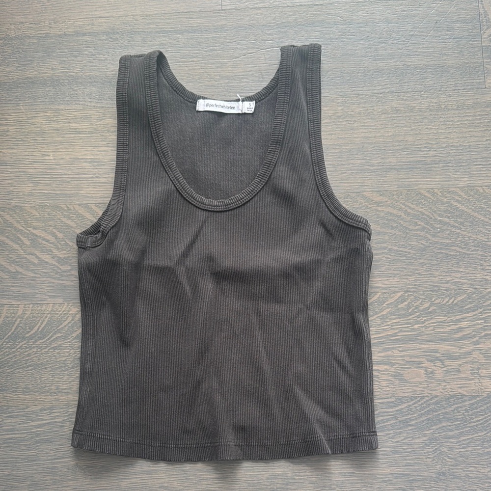 Perfectwhitetee washed Gray Tank Top